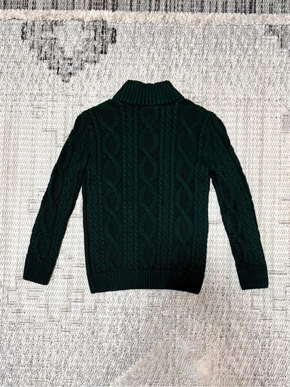 Hope & Henry Boys' Mock Neck Cable Sweater with Button Placket - Picture 2 of 6